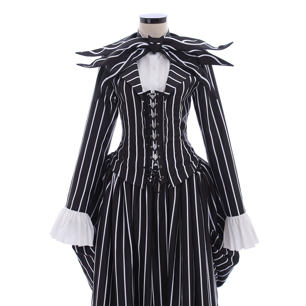 Jack Skellington Costume Black Stripe Suit Jacket Party Halloween Dress Unisex - Coscosmos