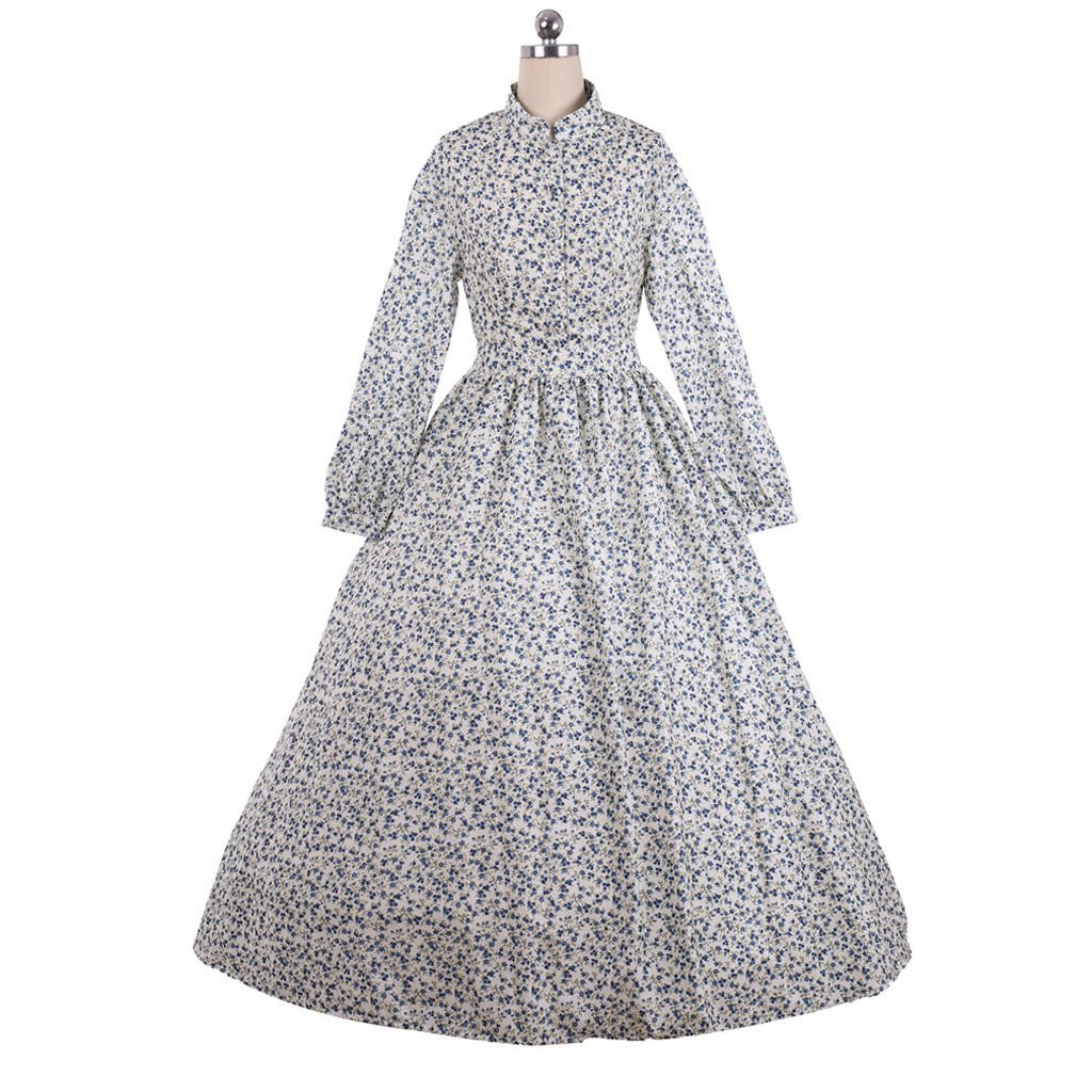 Jane Austen Reenactment Victorian Tea Gown | Colonial Prairie Civil War Costume - Coscosmos