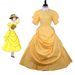 Jane Cosplay Dress | Fancy Princess Yellow Victorian Short Sleeve Fantasy Maid Dress for Disney Cosplay - Coscosmos