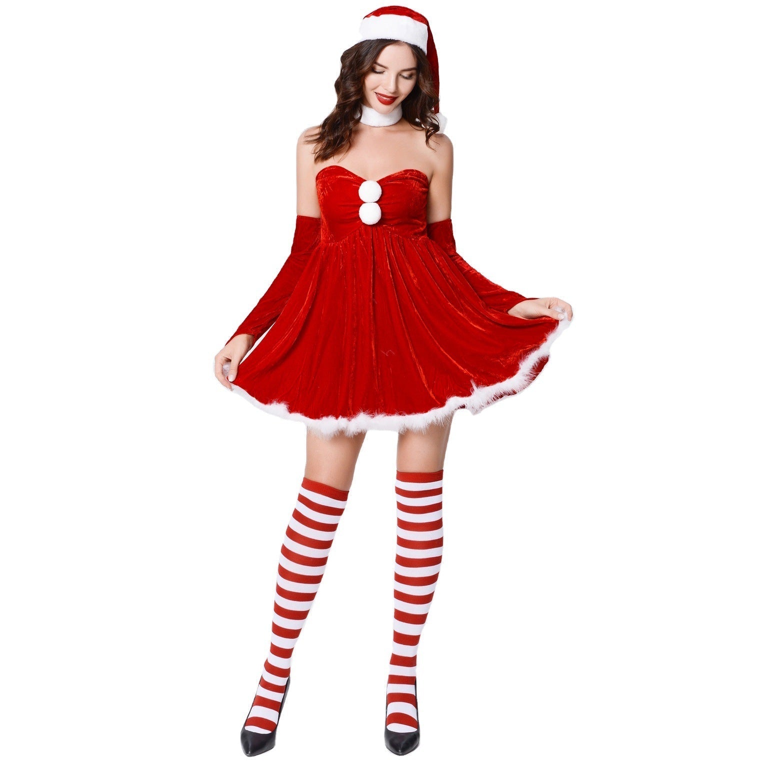 Stylish Halloweez Christmas Dress and Hat Set - Sexy Festive Clothing for Women - Halloweez