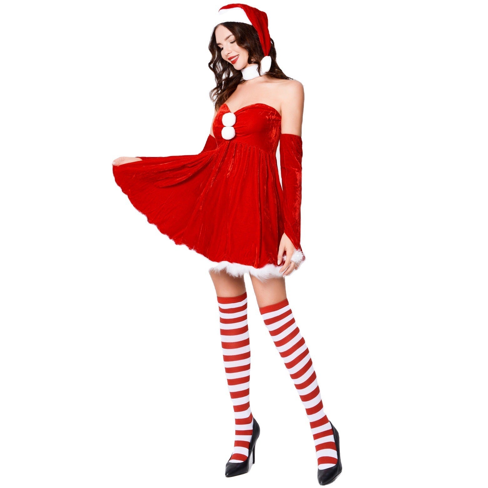 Stylish Halloweez Christmas Dress and Hat Set - Sexy Festive Clothing for Women - Halloweez