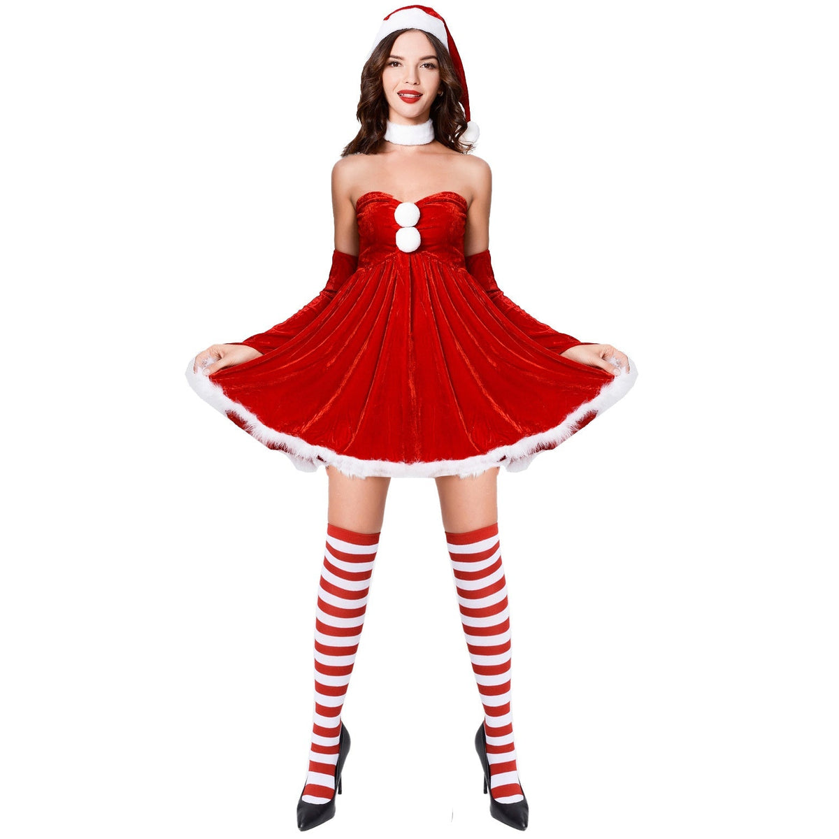 Stylish Halloweez Christmas Dress and Hat Set - Sexy Festive Clothing for Women - Halloweez