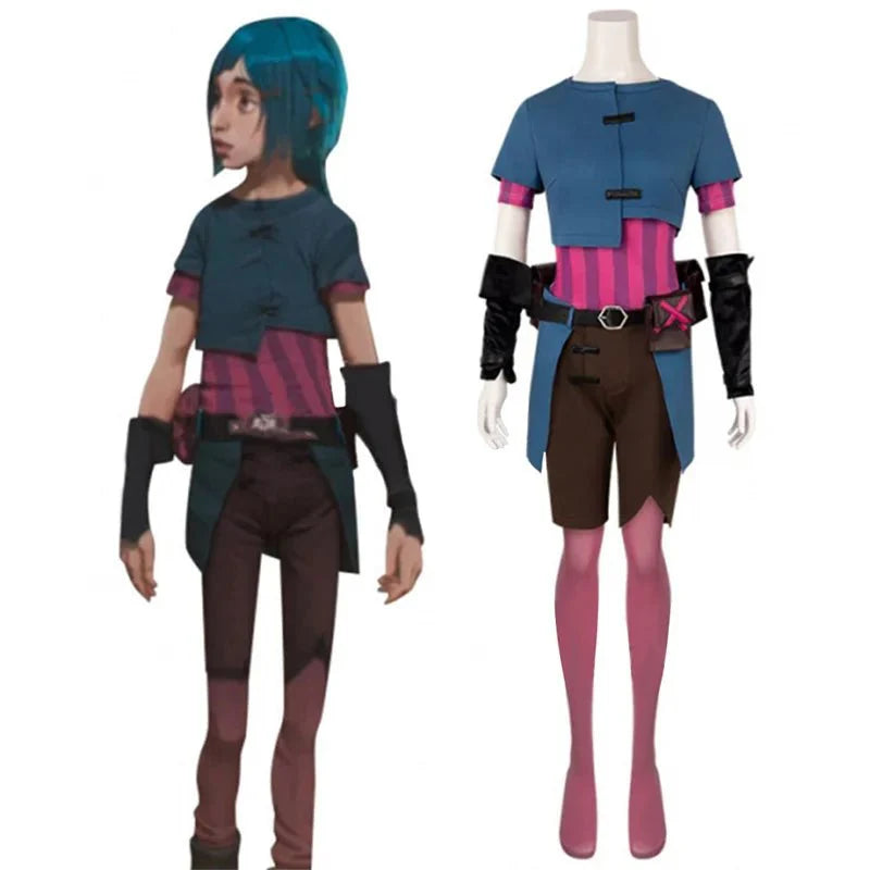 League of Legends Jinx Cosplay LOL Arcane Young Jinx Suits Costume Women's Outfits Loli Powder Jinx Costumes - Coscosmos