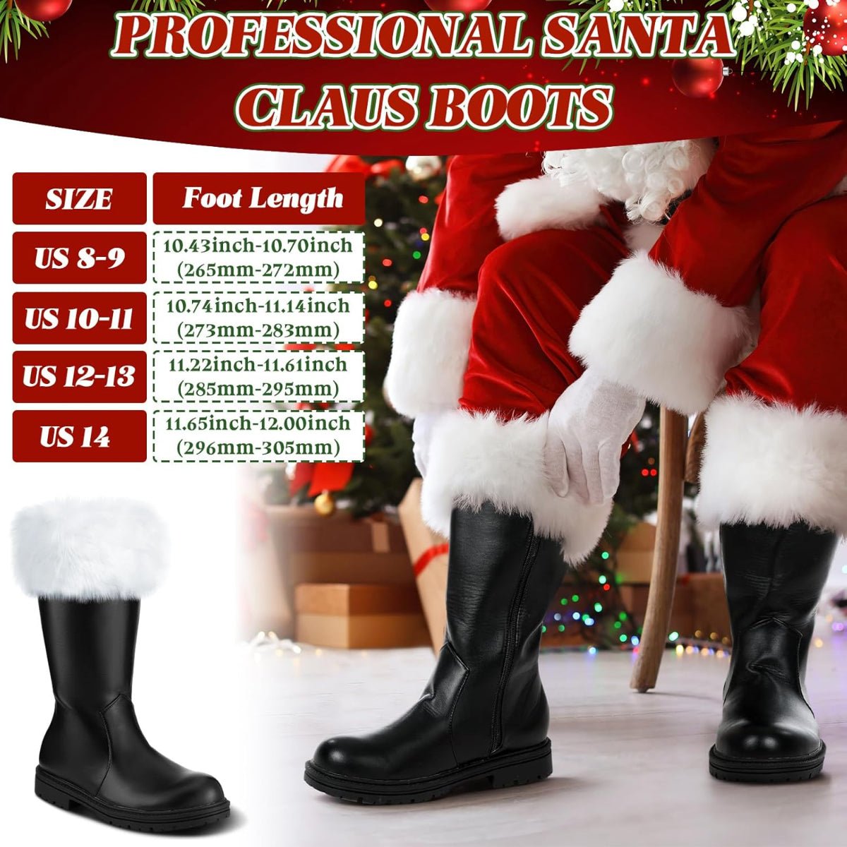 Halloweez Festive Santa Claus Boots - Perfect for Christmas Parties and Cosplay - Halloweez