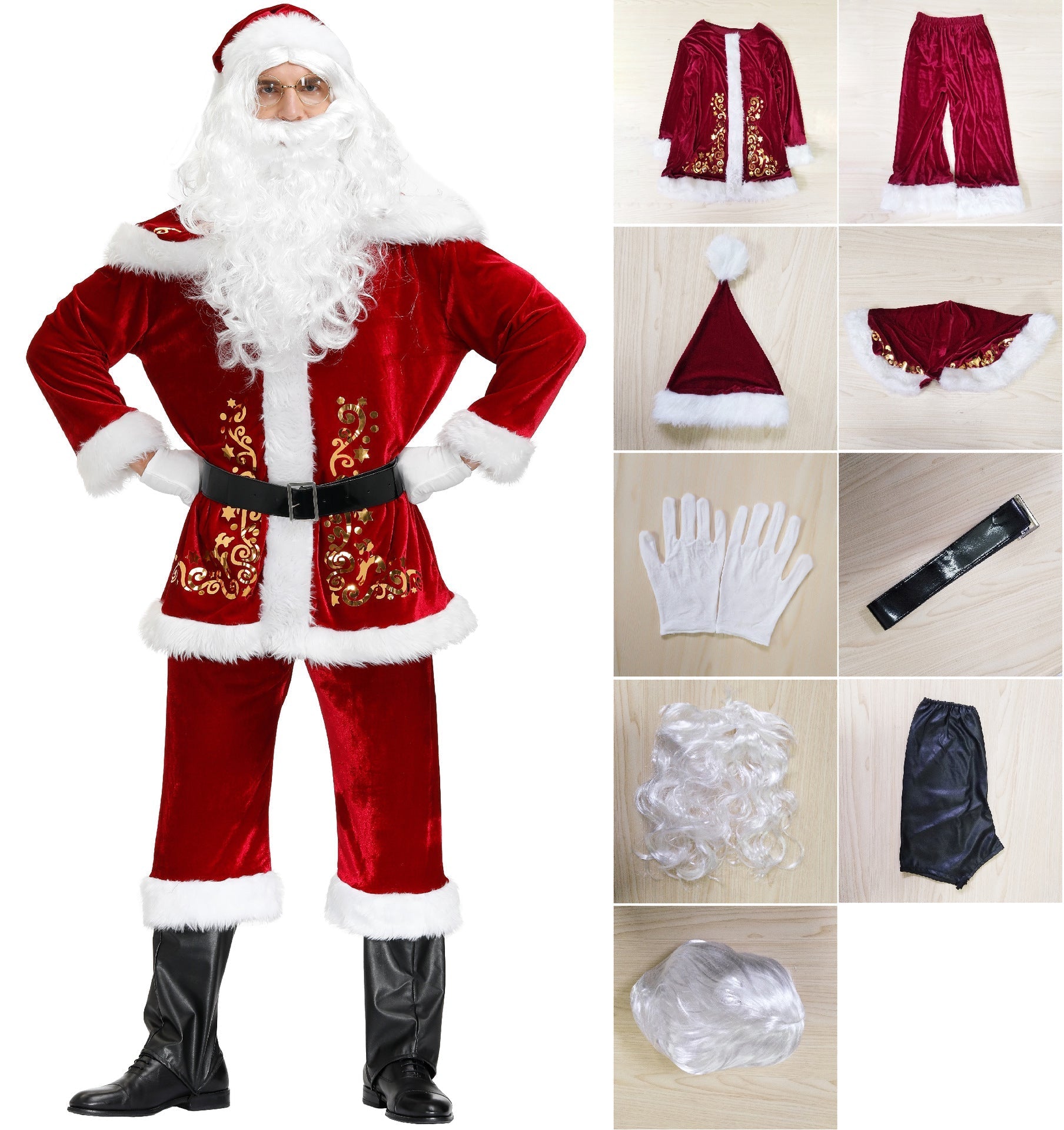 Elegant Plus Size Printed Santa Clothing for Men's Christmas Celebration - Halloweez