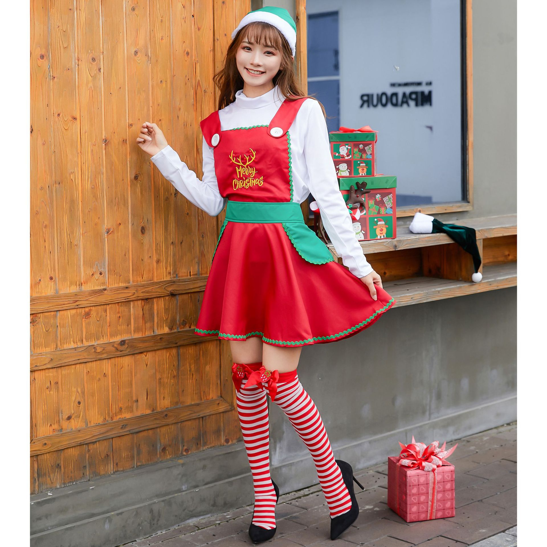 M - XL Japanese Christmas costume, sexy Christmas costume, Japanese sweet Santa performance costume - Coscosmos