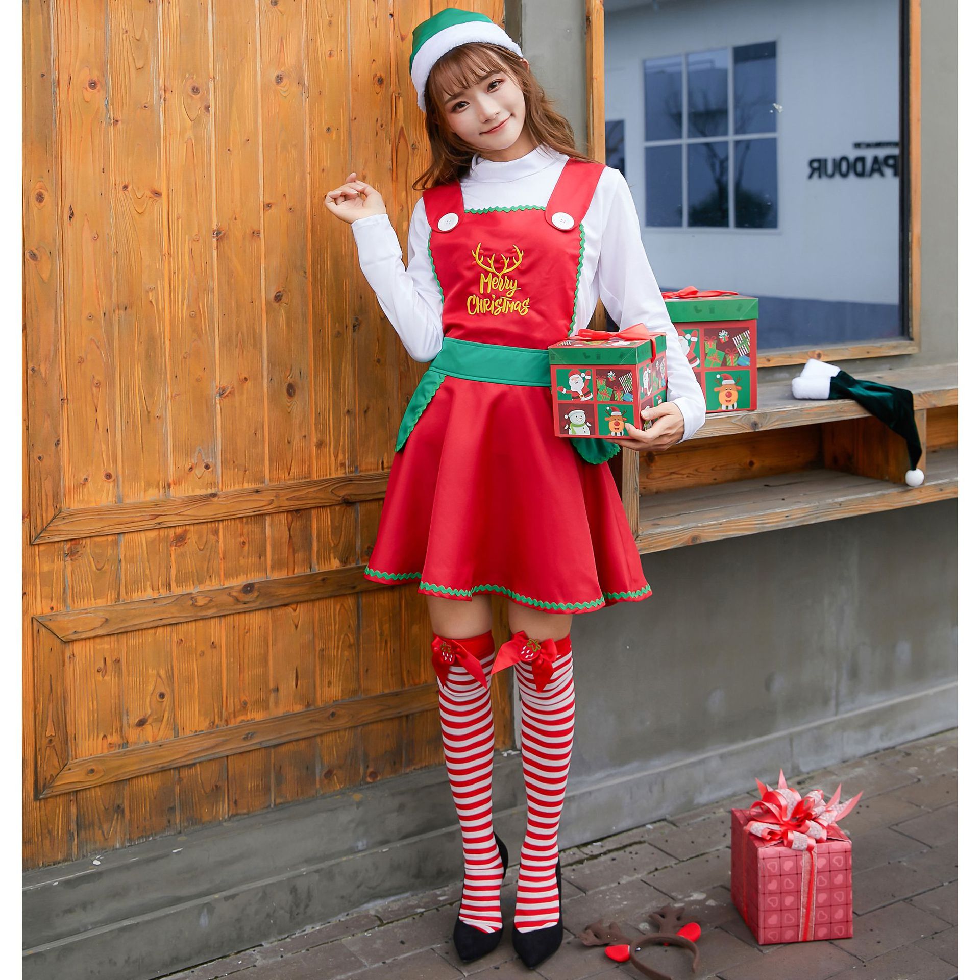 M - XL Japanese Christmas costume, sexy Christmas costume, Japanese sweet Santa performance costume - Coscosmos