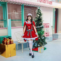 Stylish Loli Christmas Outfit - Halloweez Plaid Party Dress with Cape - Halloweez