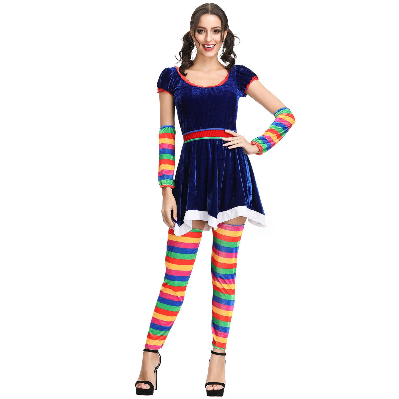 Stunning Rainbow Striped Christmas Dress - Halloweez Drama & Circus Clown COS Dress - Halloweez