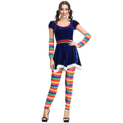 Stunning Rainbow Striped Christmas Dress - Halloweez Drama & Circus Clown COS Dress - Halloweez
