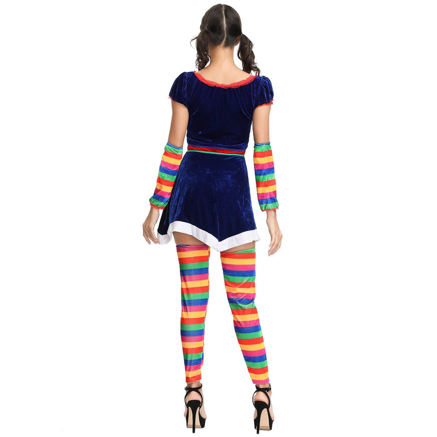 Stunning Rainbow Striped Christmas Dress - Halloweez Drama & Circus Clown COS Dress - Halloweez