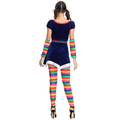 Stunning Rainbow Striped Christmas Dress - Halloweez Drama & Circus Clown COS Dress - Halloweez