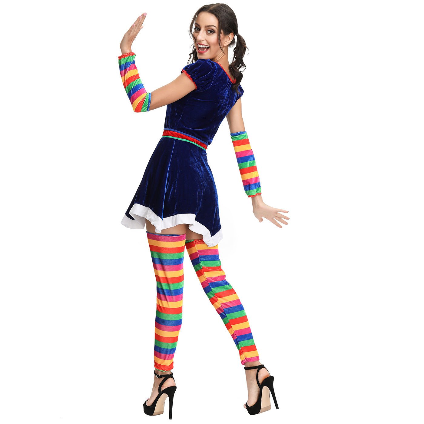 Stunning Rainbow Striped Christmas Dress - Halloweez Drama & Circus Clown COS Dress - Halloweez