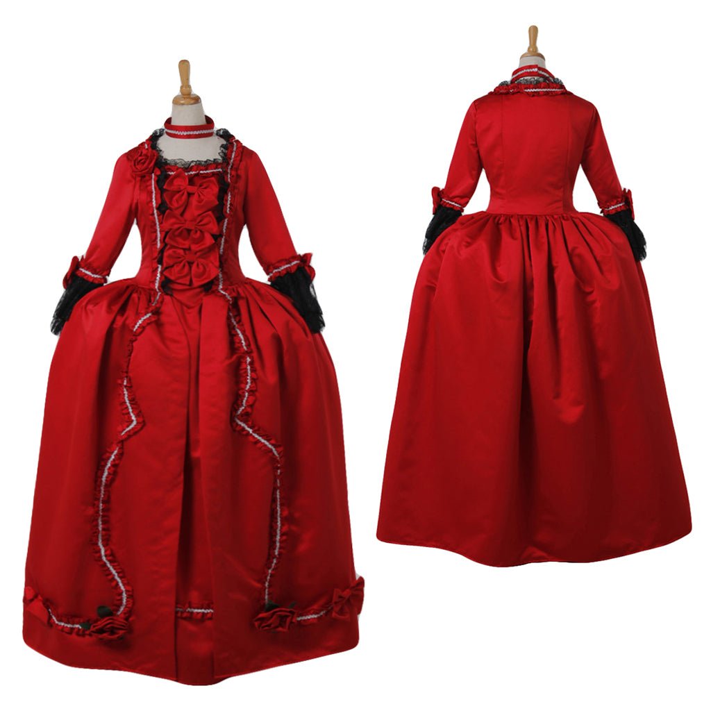 Marie Antoinette Rococo Red Dress | 18th Century Baroque Victorian Carnival Party Costume - Coscosmos