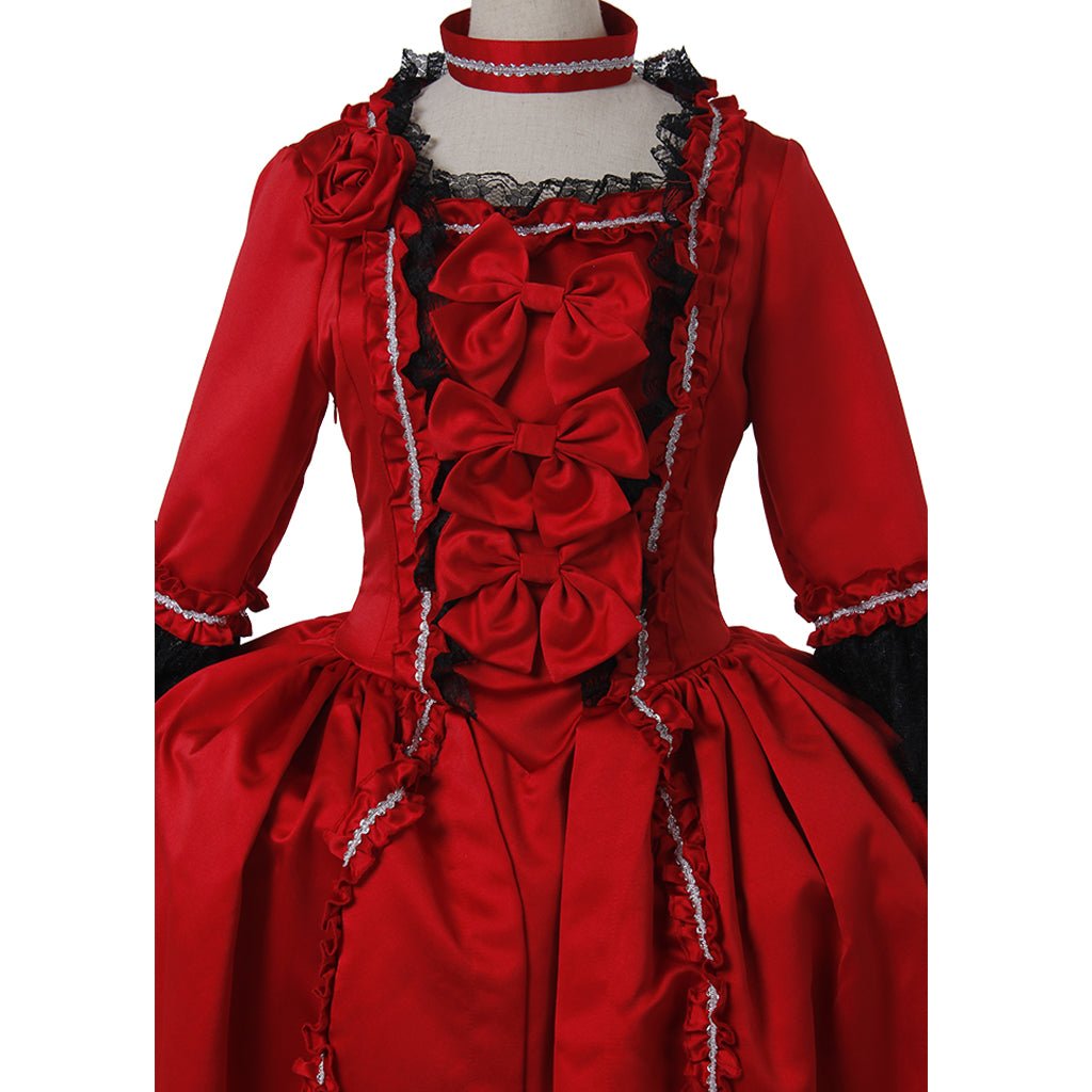 Marie Antoinette Rococo Red Dress | 18th Century Baroque Victorian Carnival Party Costume - Coscosmos