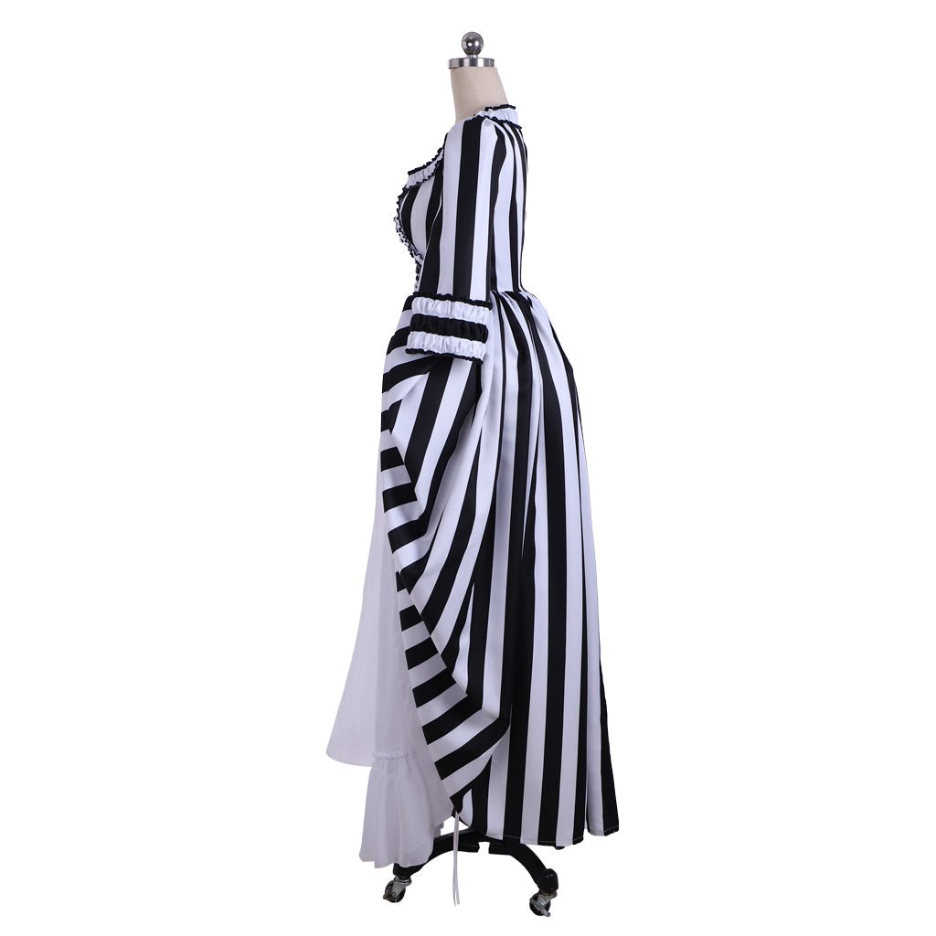 Marie Antoinette Rococo Stripe Dress | Victorian Gothic Ball Gown Cosplay Costume for Women - Coscosmos