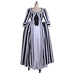 Marie Antoinette Rococo Stripe Dress | Victorian Gothic Ball Gown Cosplay Costume for Women - Coscosmos