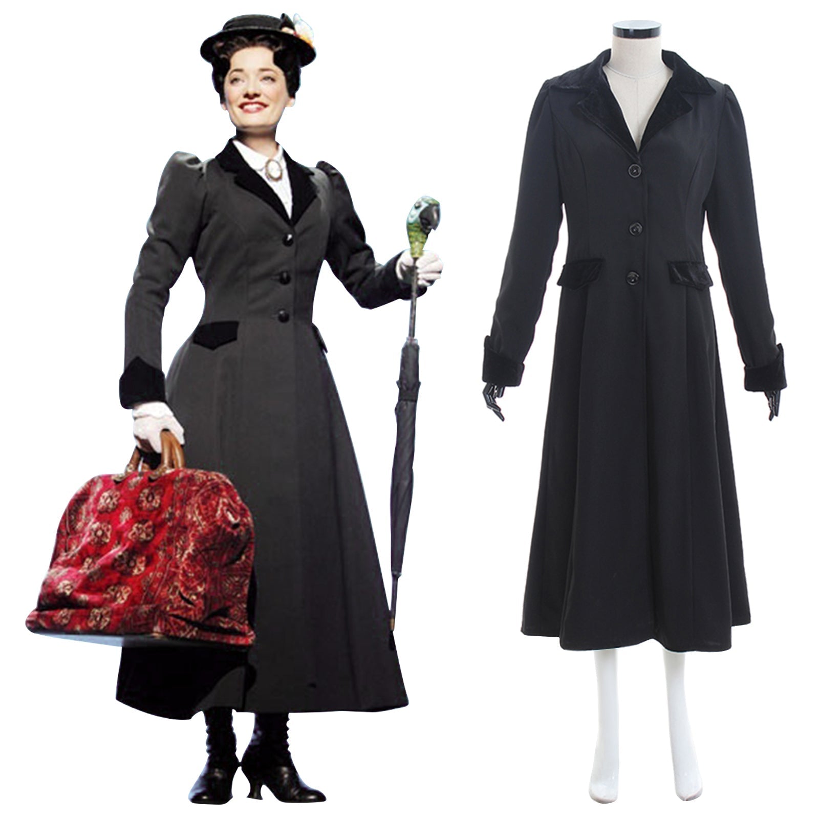 Mary Poppins Cosplay Costume Jacket Dress Adult Halloween Costume Cosplay - Coscosmos