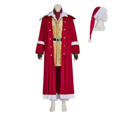 Medieval Christmas Santa Claus Cosplay Costume - Red Velvet Jacket Suit Full Set for Stage Performance - Halloweez