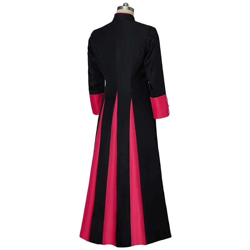 Medieval Clergy Robe - Black & Red Roman Pastor Cassock Jacket for Men | Coscomos Medieval Series - Coscosmos