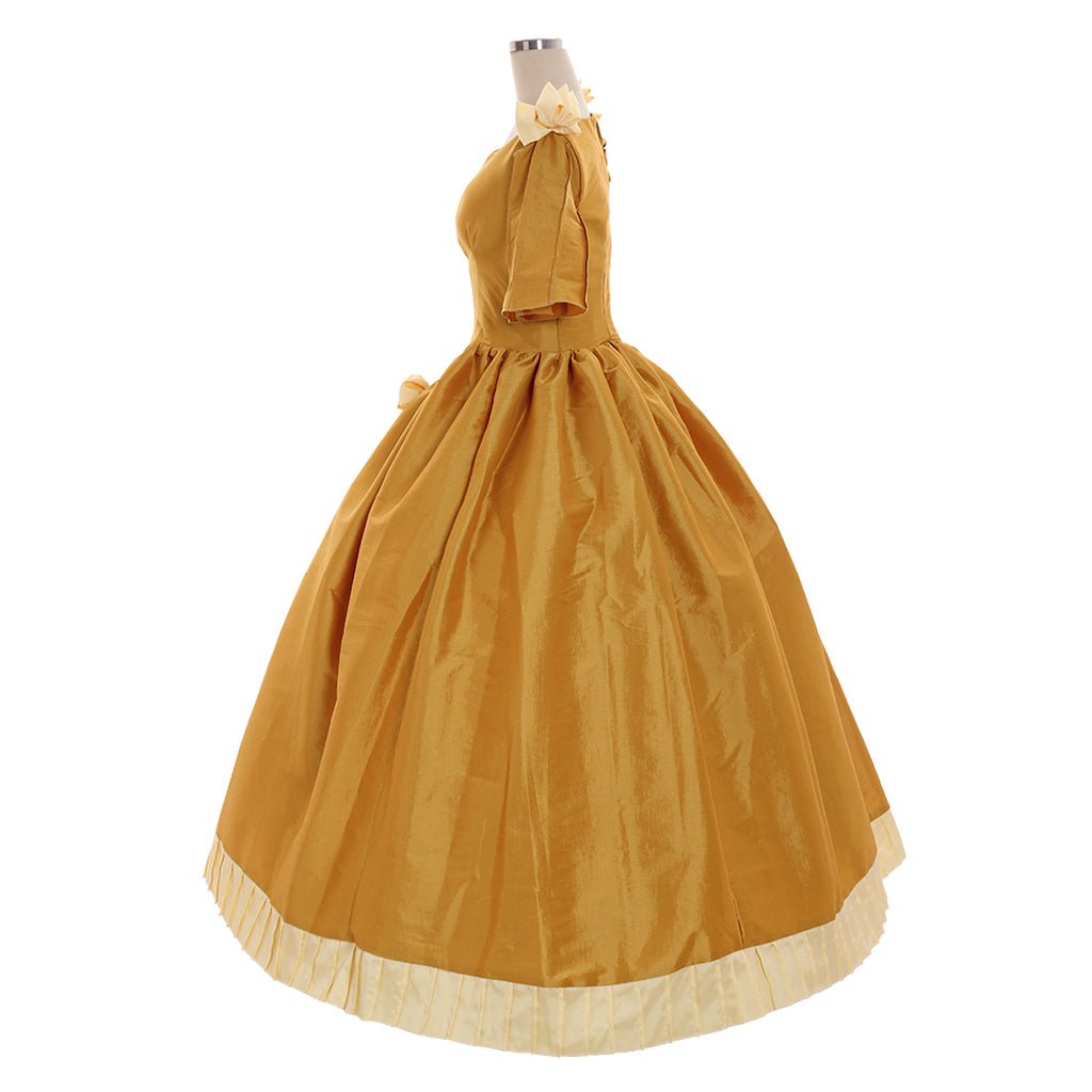 Medieval Custom - Made Aristocrat Ball Gown | Yellow Victorian Gothic Rococo Evening Dress - Coscosmos