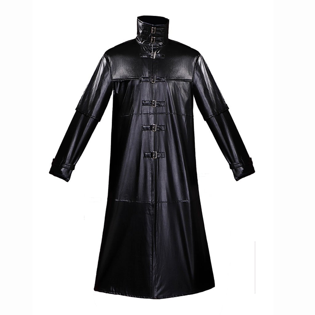 Medieval Gothic Plague Doctor Costume PU Leather Jacket - Steampunk Vampire Horror Long Coat - Coscosmos