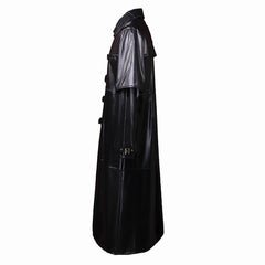 Medieval Gothic Plague Doctor Costume PU Leather Jacket - Steampunk Vampire Horror Long Coat - Coscosmos