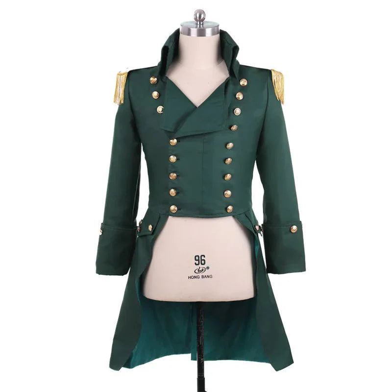 Medieval Green Steampunk Trench Coat Costume - Retro Noble Court Prince Outfit | Coscomos - Coscosmos