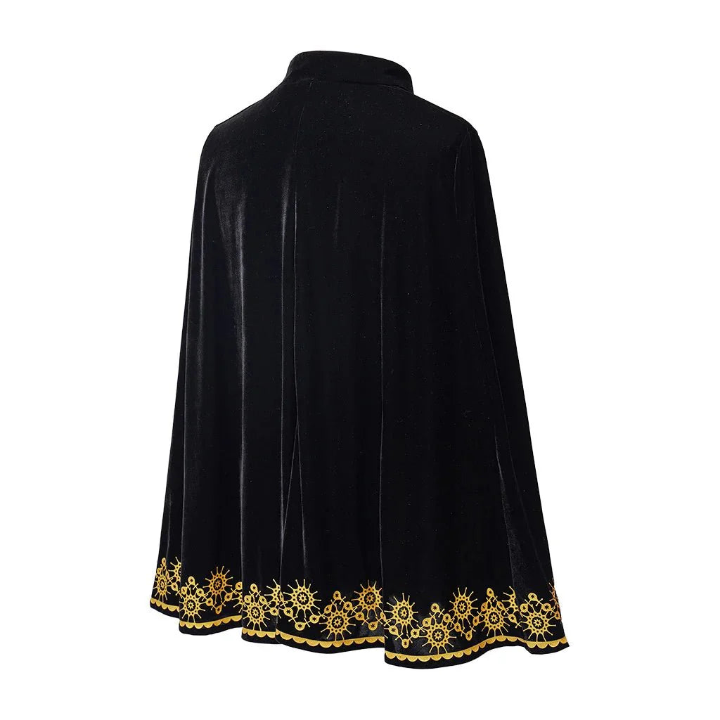 Medieval King Prince Cospaly Cloak Halloween Party Carnival Performance Festive Black Kings Cape - Coscosmos