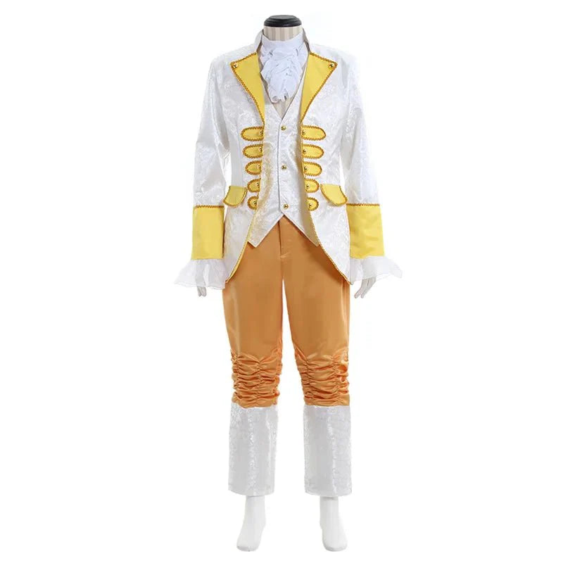 Medieval King Prince Renaissance Men Cosplay Costume Outfit Top Pants Vest Tie Full Set - Coscosmos