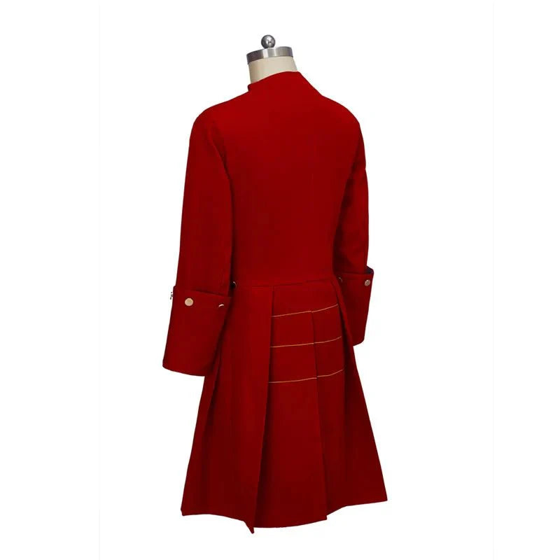 Medieval Men's Uniform Jacket Slim Medieval Men's Tuxedo Red Uniform Regency Suit Noble Men's Retro Coat - Coscosmos