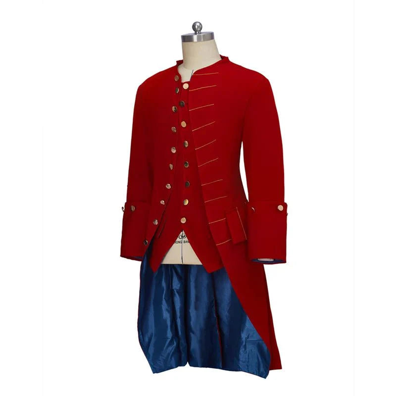 Medieval Men's Uniform Jacket Slim Medieval Men's Tuxedo Red Uniform Regency Suit Noble Men's Retro Coat - Coscosmos