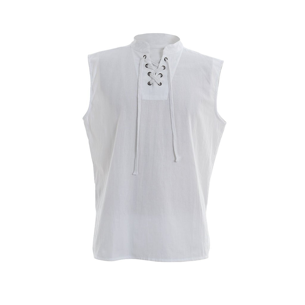 Medieval Men’s Victorian Vest Shirt - Sleeveless Pure Color Collar Straps Shirt for Summer | Coscomos - Coscosmos