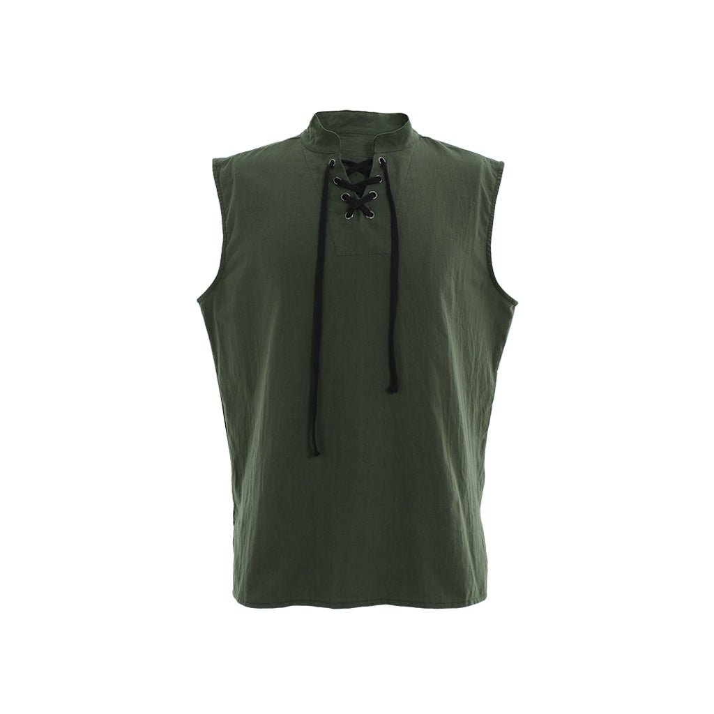 Medieval Men’s Victorian Vest Shirt - Sleeveless Pure Color Collar Straps Shirt for Summer | Coscomos - Coscosmos