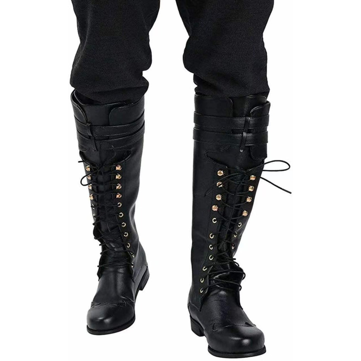 Halloweez Medieval Steampunk Cosplay Boots, Unisex PU Leather Pirate Larp Shoes - Halloweez
