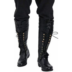 Halloweez Medieval Steampunk Cosplay Boots, Unisex PU Leather Pirate Larp Shoes - Halloweez
