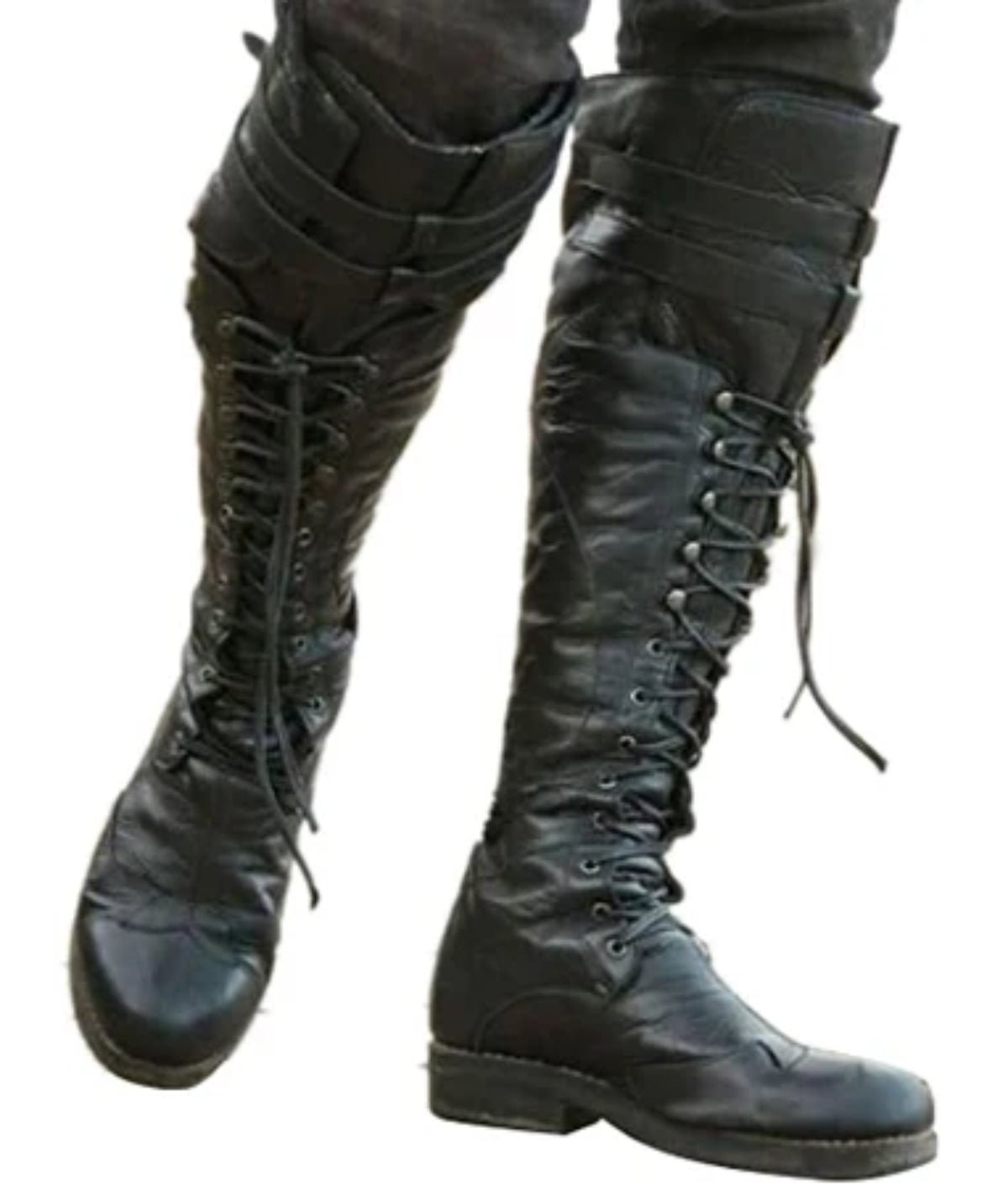 Halloweez Medieval Steampunk Cosplay Boots, Unisex PU Leather Pirate Larp Shoes - Halloweez