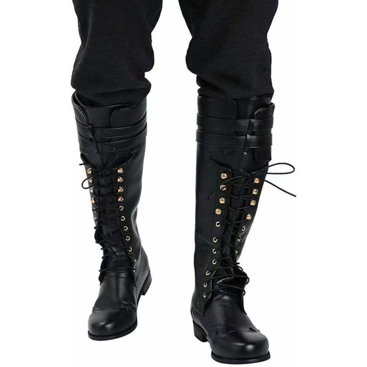 Halloweez Medieval Steampunk Cosplay Boots, Unisex PU Leather Pirate Larp Shoes - Halloweez
