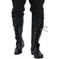 Halloweez Medieval Steampunk Cosplay Boots, Unisex PU Leather Pirate Larp Shoes - Halloweez