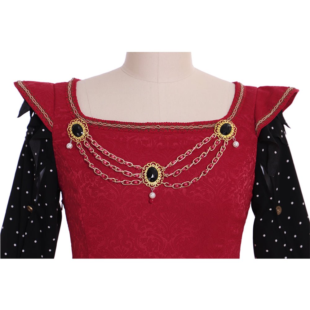 Medieval Tudor Dress Cosplay Costume | Custom Red Gown for Renaissance Faire & Tudor Events - Coscosmos