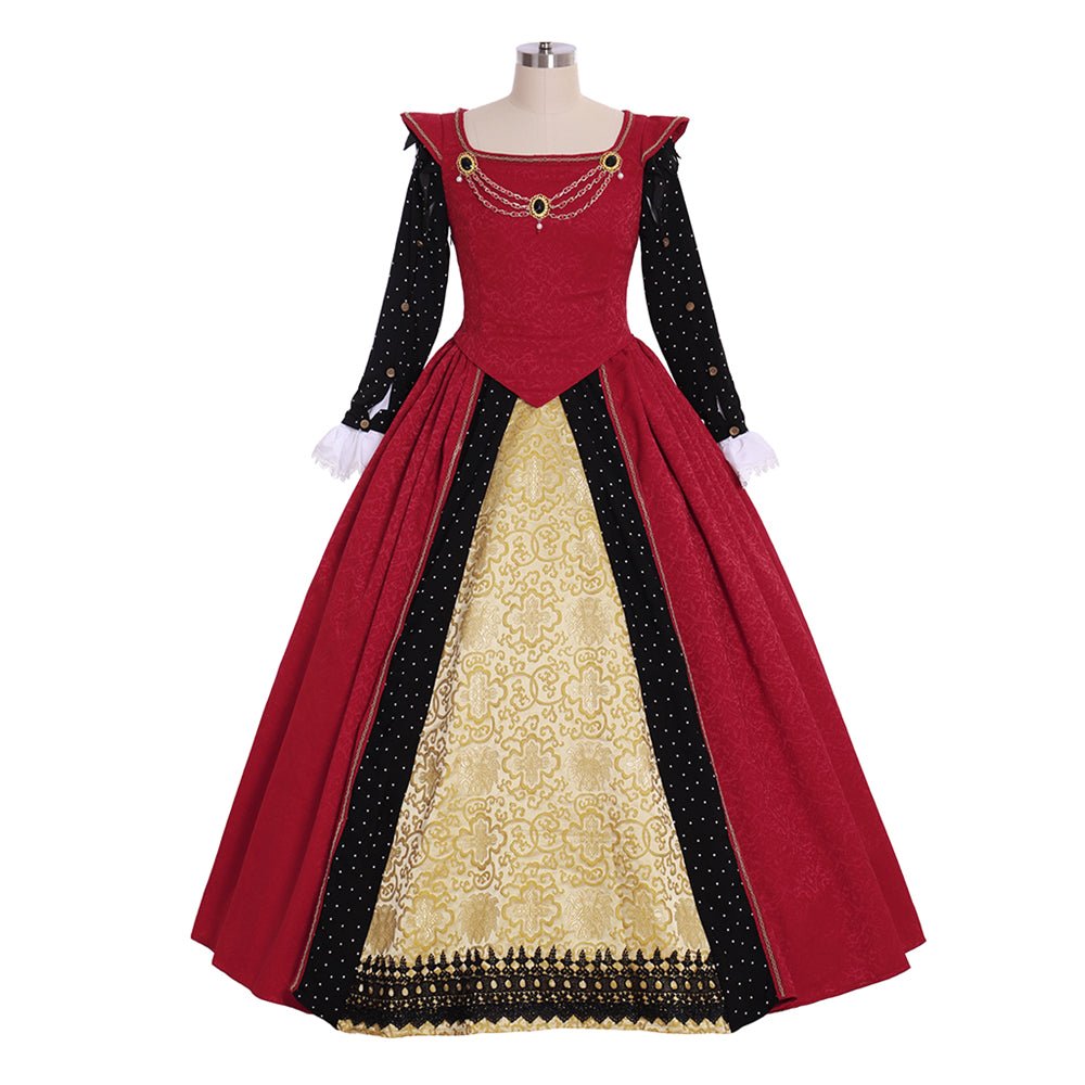 Medieval Tudor Dress Cosplay Costume | Custom Red Gown for Renaissance Faire & Tudor Events - Coscosmos