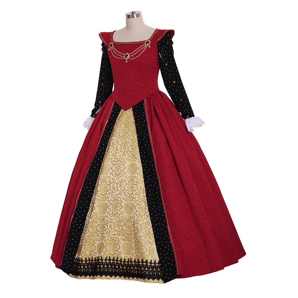 Medieval Tudor Dress Cosplay Costume | Custom Red Gown for Renaissance Faire & Tudor Events - Coscosmos