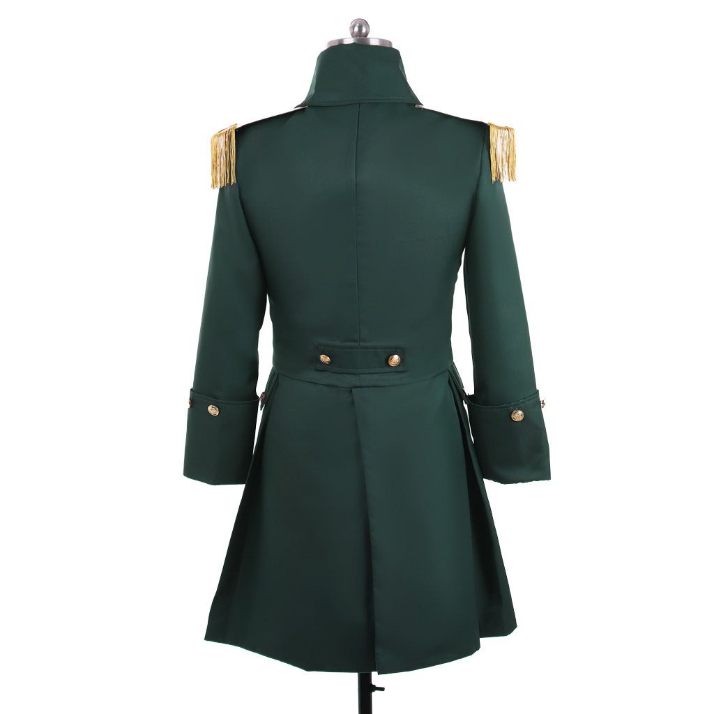 Men’s Colonial Green Military Coat - Victorian Regency Tailcoat | Hamilton Cosplay Jacket | Coscomos Medieval Series - Coscosmos