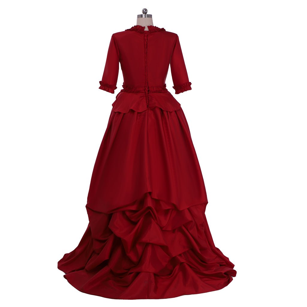 Mina Harker Cosplay Costume | Vintage Victorian Red Ball Gown with Bustle | Wedding & Cosplay Dress for Women - Coscosmos