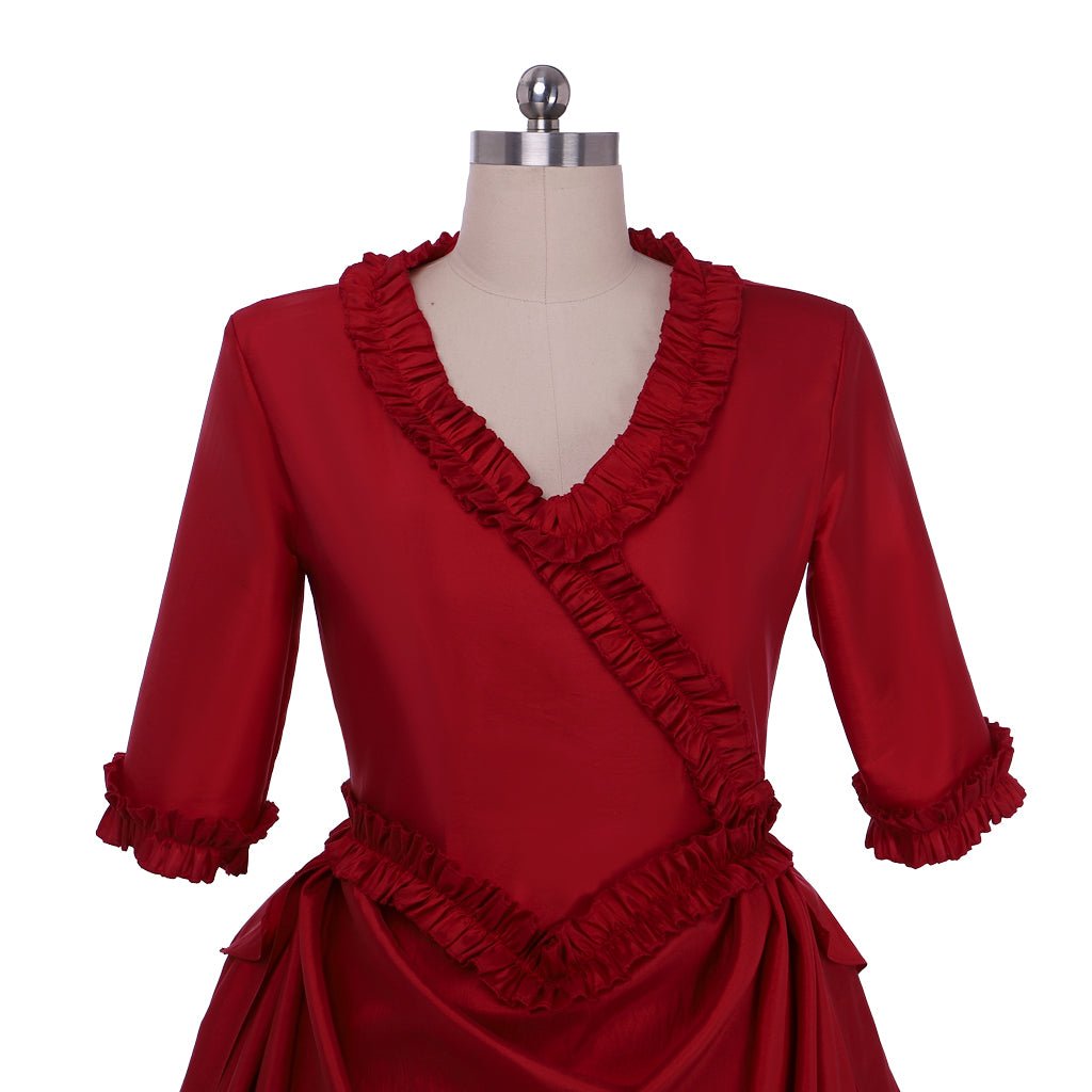 Mina Harker Cosplay Costume | Vintage Victorian Red Ball Gown with Bustle | Wedding & Cosplay Dress for Women - Coscosmos