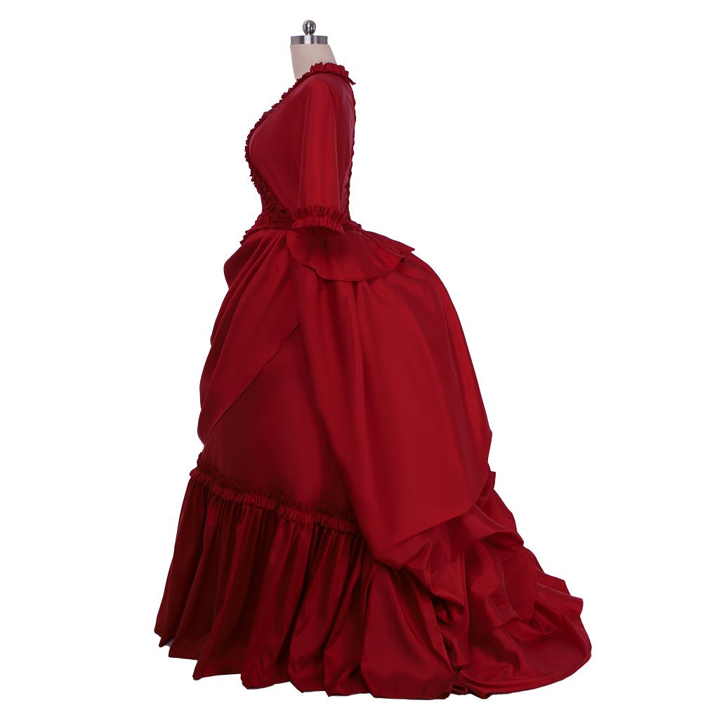 Mina Harker Cosplay Costume | Vintage Victorian Red Ball Gown with Bustle | Wedding & Cosplay Dress for Women - Coscosmos