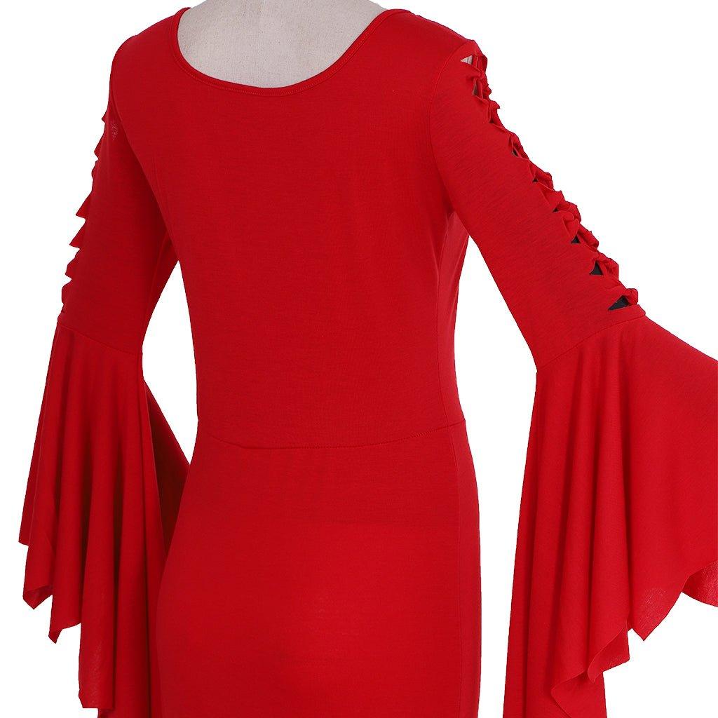 Morticia Addams Cosplay Costume for Women | Gothic Witch Vintage Dress for Halloween & Carnival Parties - Coscosmos