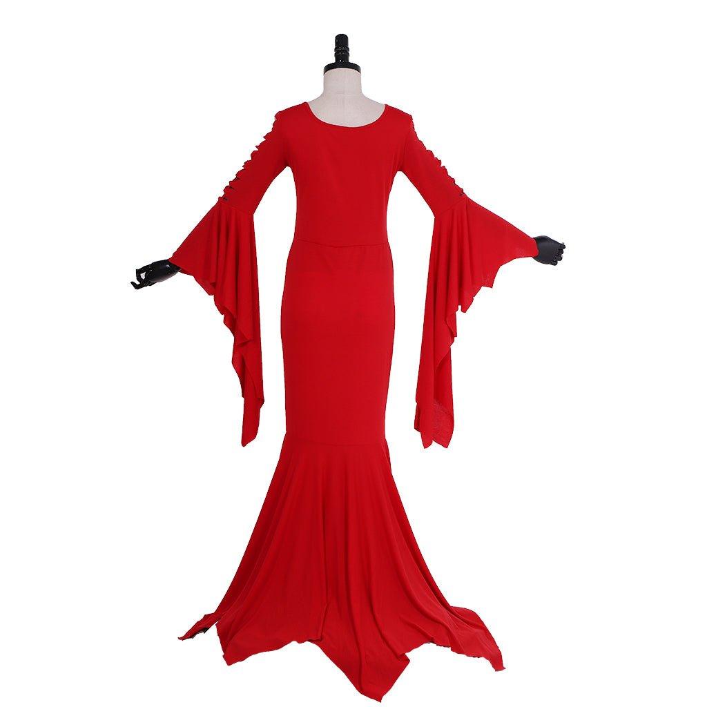 Morticia Addams Cosplay Costume for Women | Gothic Witch Vintage Dress for Halloween & Carnival Parties - Coscosmos