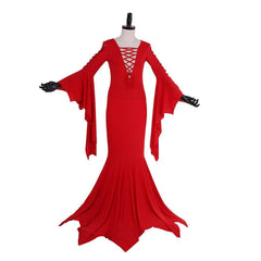 Morticia Addams Cosplay Costume for Women | Gothic Witch Vintage Dress for Halloween & Carnival Parties - Coscosmos