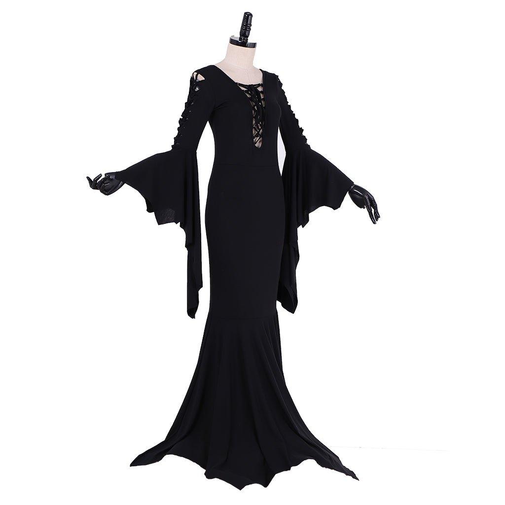 Morticia Addams Costume Dress | Gothic Vintage Floor - Length Cosplay for Halloween, Themed Parties & TV Show Fans - Coscosmos